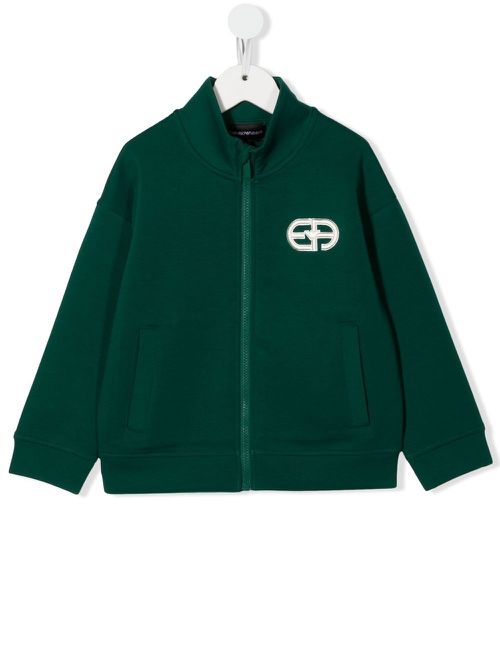 Logo-print long-sleeve cardigan - Green