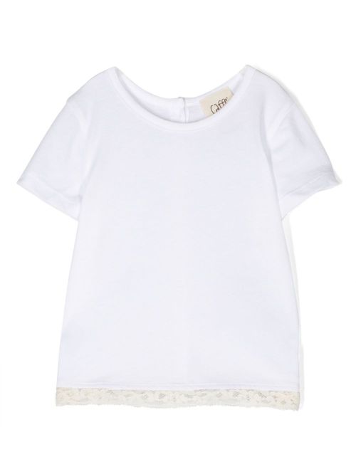 Lace-detail cotton T-shirt - White