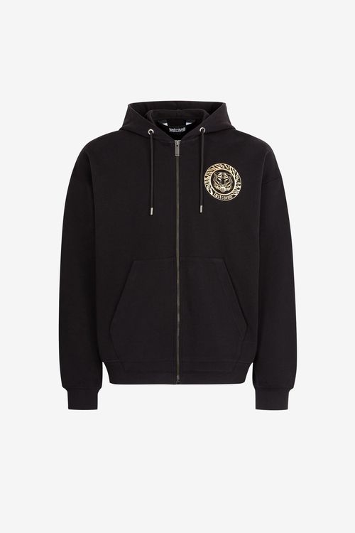 Just Cavalli Logo-print Zip Cotton Hoodie