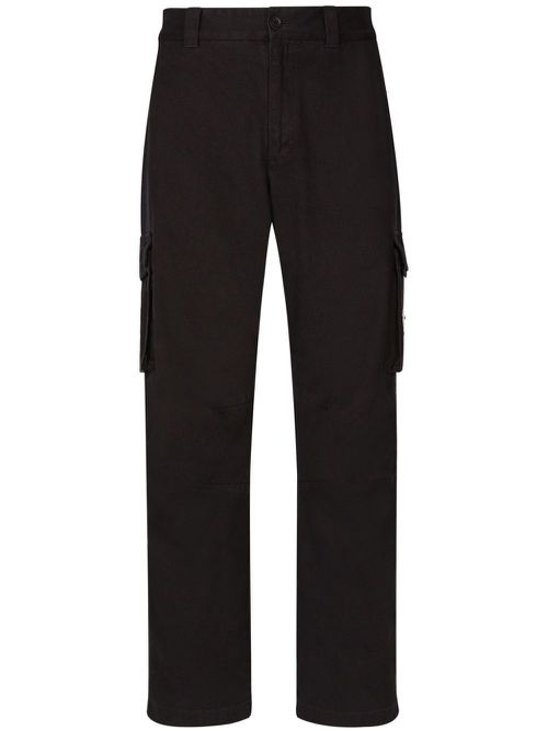 Logo-plaque mid-rise cargo trousers - Blue