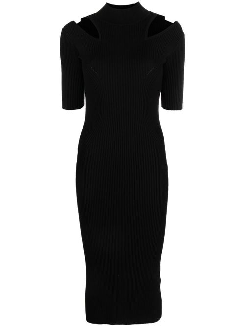 Ribbed-knit mock neck dress - Black