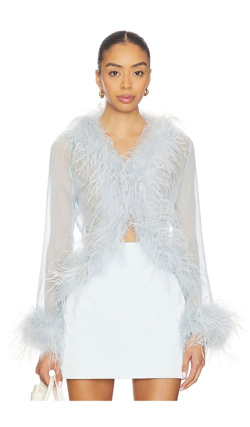 Bubish Gigi Sheer Feather Blouse in Baby Blue. - XL also in