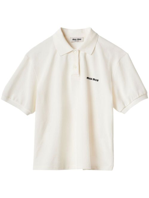 Miu Miu Poloshirt mit Logo-Stickerei - F0009 WHITE