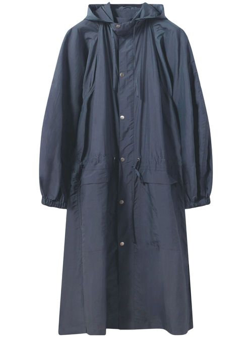 Hooded single-breasted raincoat - Blue