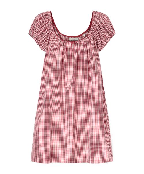 Julia gathered checked organic cotton midi dress