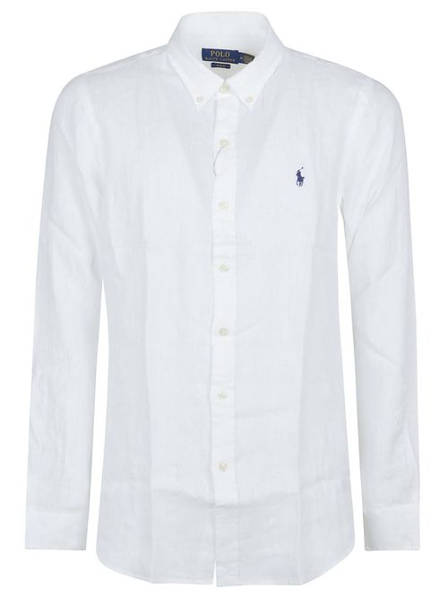 White Linen Shirt With Logo