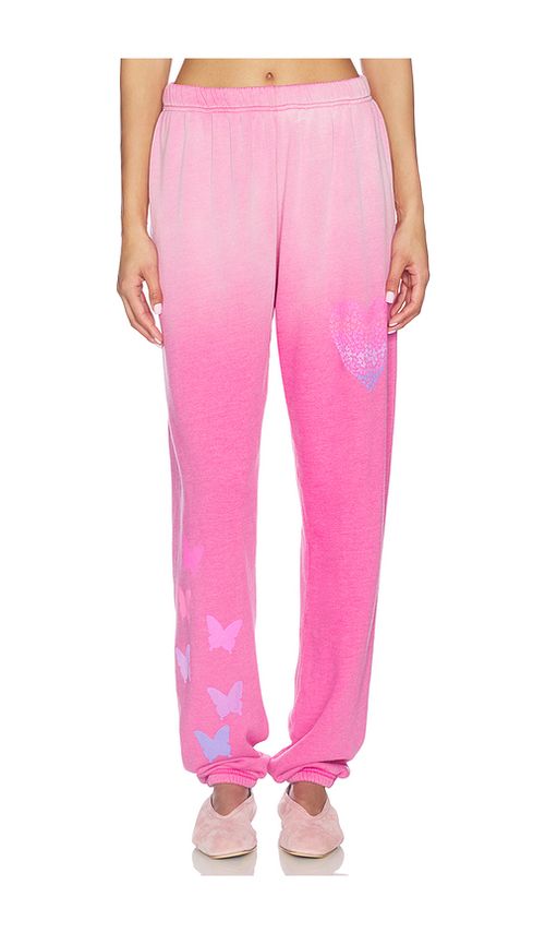 Lauren Moshi Butterfly Heart Sweatpant in Dark Pink Ombre. M also in L, S