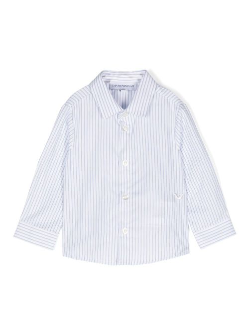 Logo-embroidered striped shirt - White