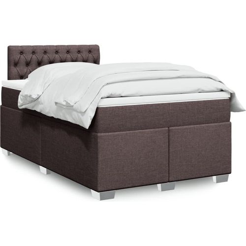 Box Spring Bed with Mattress Dark Brown 120x190 cm Fabric