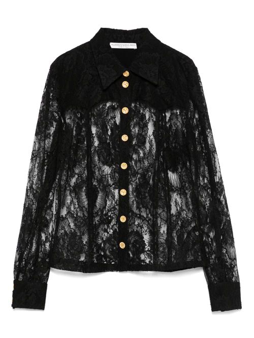 Embroidered-lace shirt - Black