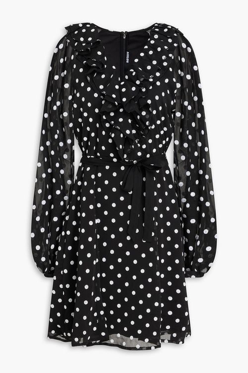 Sequin-embellished ruffled crepon mini dress - Black - DE 38
