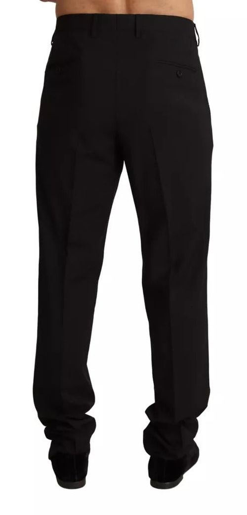 Wool Skinny Dress Trousers — Black