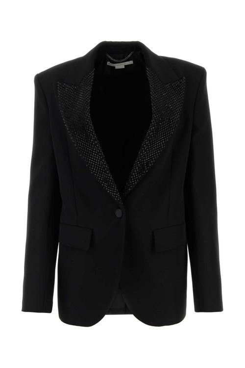 Embellished Wool Blazer — Black