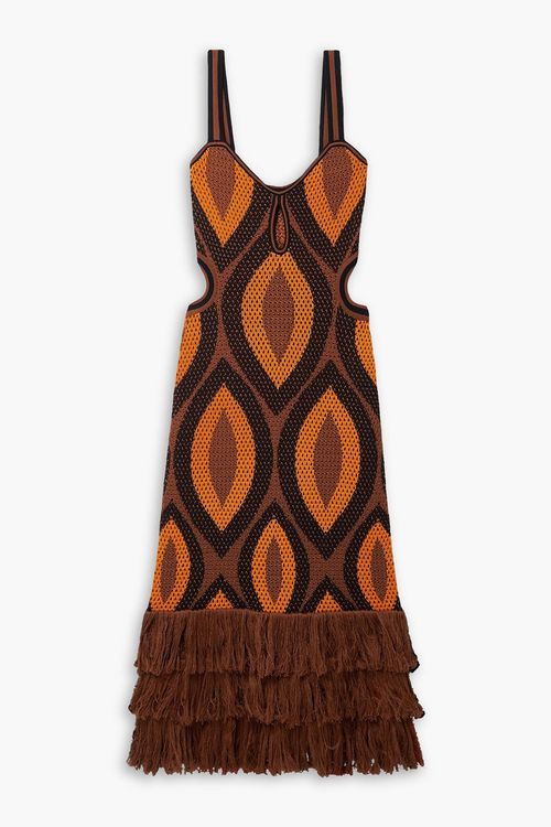 Cultural Roots cutout fringed crocheted Pima cotton maxi dress