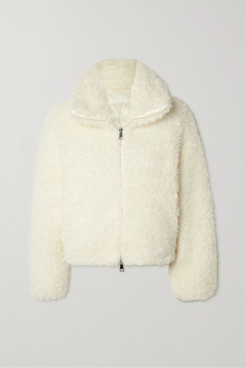 Blonville Reversible Faux Shearling Quilted Shell Down Jacket - White - 1