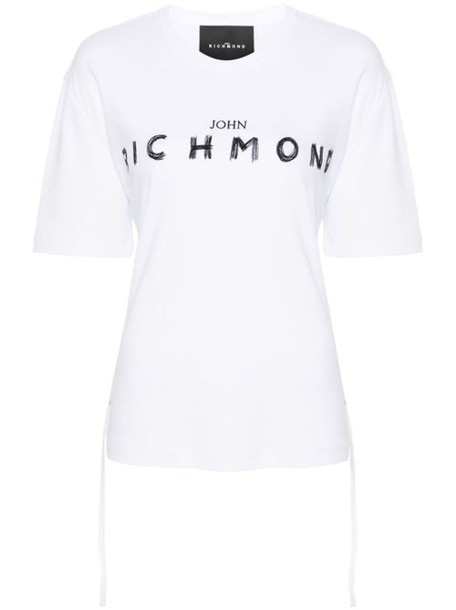 Logo-embroidered cotton T-shirt - White