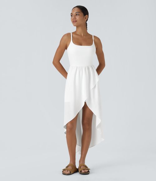 Breezeful™ High Low 2-Piece Pocket Flowy Midi Quick Dry Casual Dress Casual Dress - White