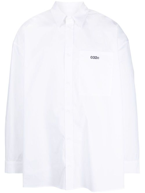Embroidered-logo cotton shirt - White
