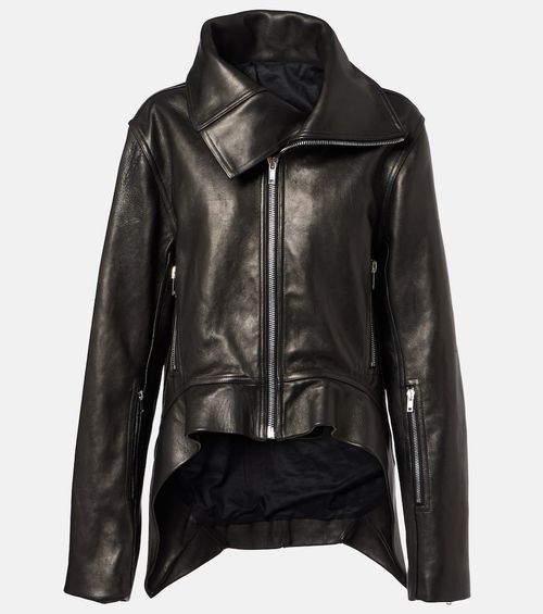 Asymmetric leather jacket