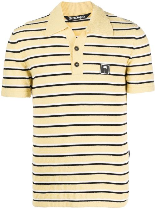 Logo-patch striped terry polo shirt - Yellow