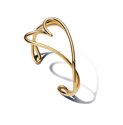 Gold Plated Heart Shaped Bangle Bracelet - 14k Gold Plated