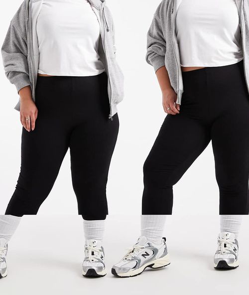 ASOS DESIGN Curve 2 pack leggings in black