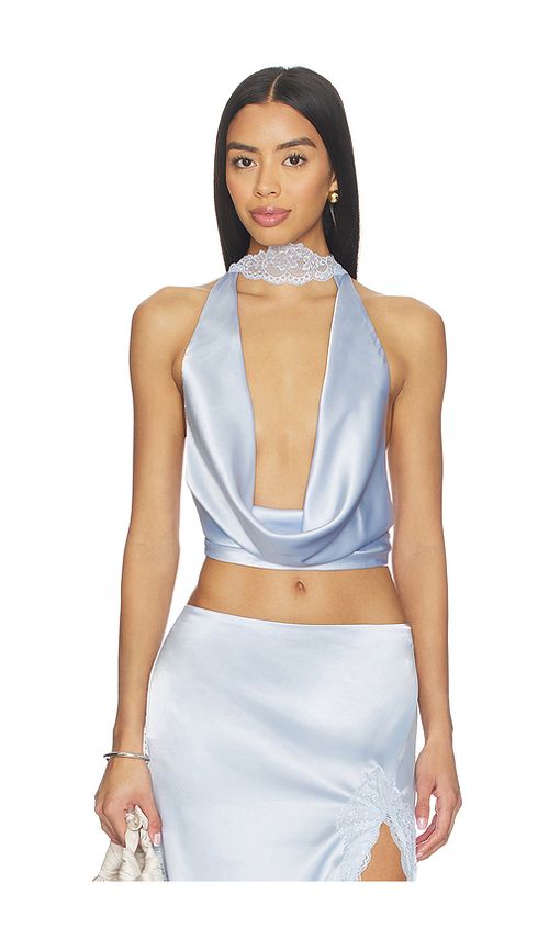 MORE TO COME Flyn Cowl Neck Top in Baby Blue. M also in L, S, XL