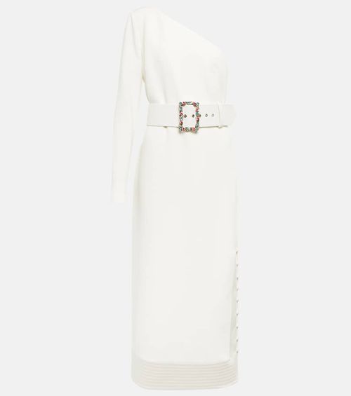 Asymmetrical crêpe midi dress
