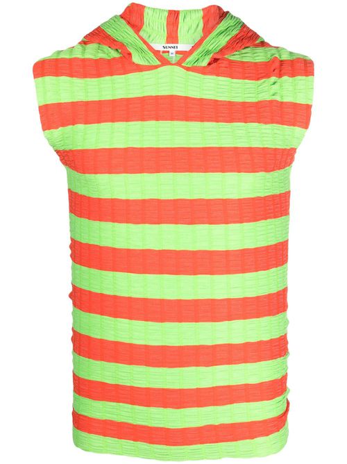 Striped sleeveless hoodie - Orange