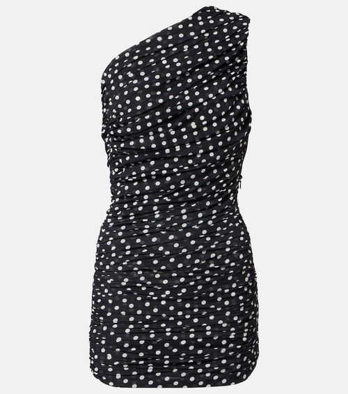 Polka-dot one-shoulder minidress