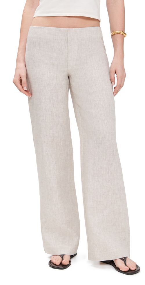 Reformation Vida Low Rise Linen Pants Oatmeal