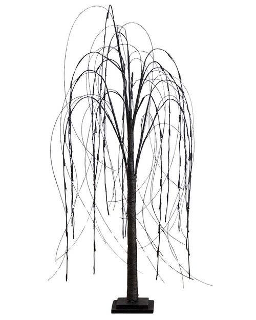 4ft Pre-Lit Halloween Black Willow Artificial Fall Tree With  120 Orange & Purple LED Lights