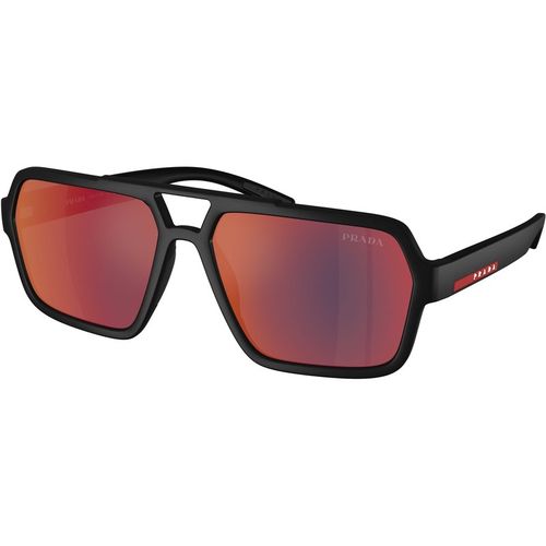 Prada Linea Rossa Man Prada Linea Rossa PS A06S DG008F Sunglasses Injected Black Grey Pilot Mirrored