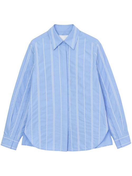 Stripe-pattern cotton-blend shirt - Blue