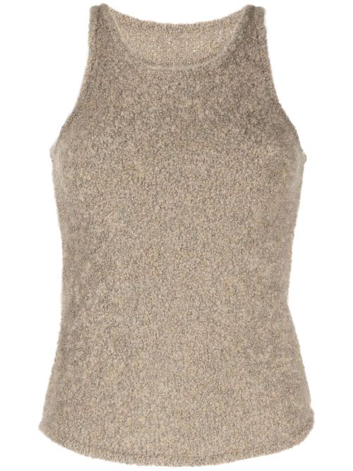 Sleeveless fleece knitted top - Green