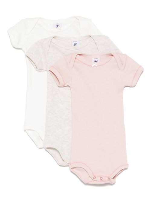 Petit Bateau cotton bodysuits (set of three) - Pink