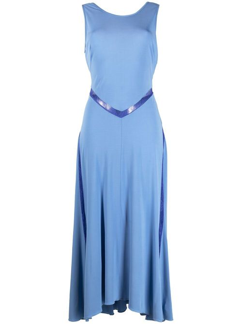 Lace-trim sleeveless maxi dress - Blue