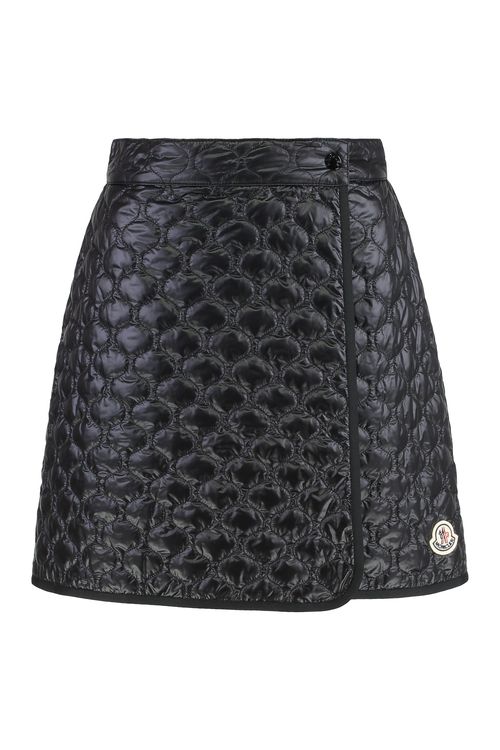Quilted Padded Webbing-trimmed Shell Mini Skirt