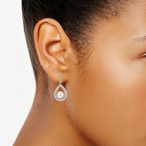 6-6.5mm Cultured Pearl Wheat-Textured Floating Drop Earrings