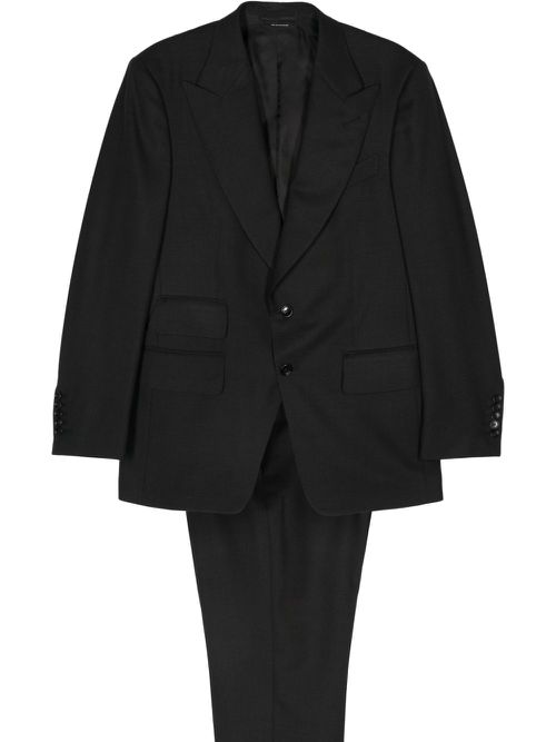 Single-breasted wool blend suit - Black