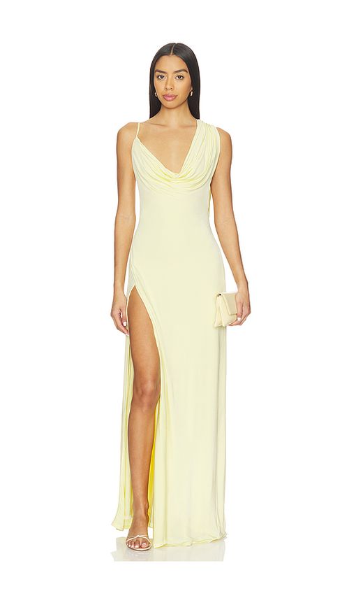 NBD Tessa Draped Shoulder Maxi Dress in Yellow. L. Also in XXS, XS, S