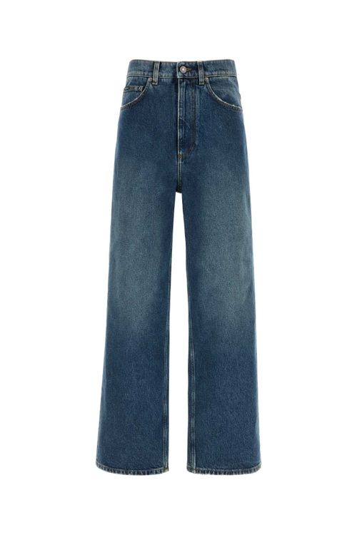 Wide-Leg Cotton Jeans — Blue