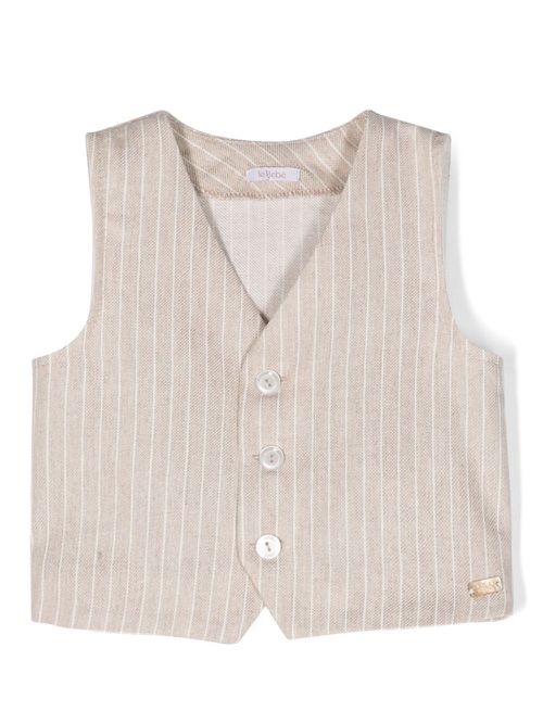 Striped single-breasted waistcoat - Neutrals