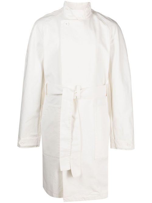 Stand-up collar belted cotton coat - Neutrals