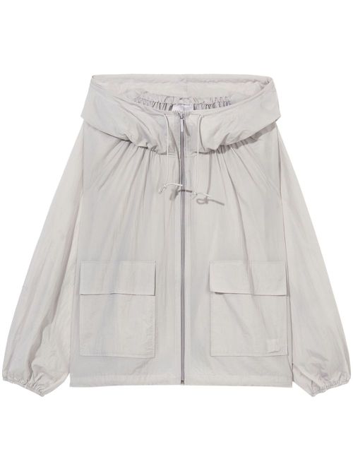 Oversized gathered hooded jacket - Grey