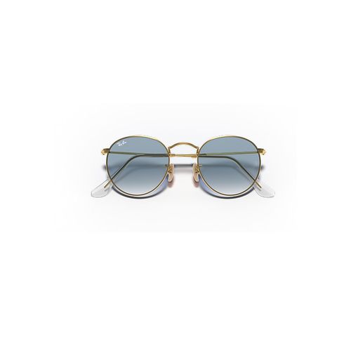 Ray-Ban Round Flat Lenses Sunglasses Arista Gold Frame Blue Lenses 53-21