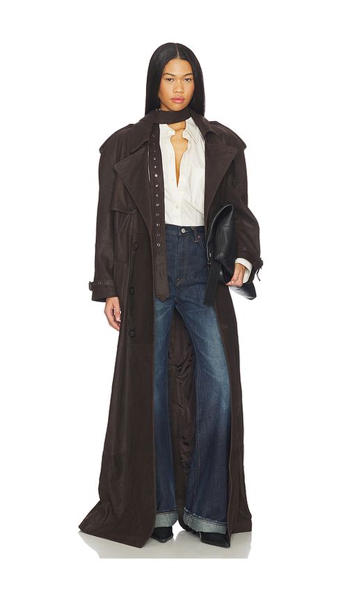 MANOKHI Mireia Trench Coat in Brown. 36. Also