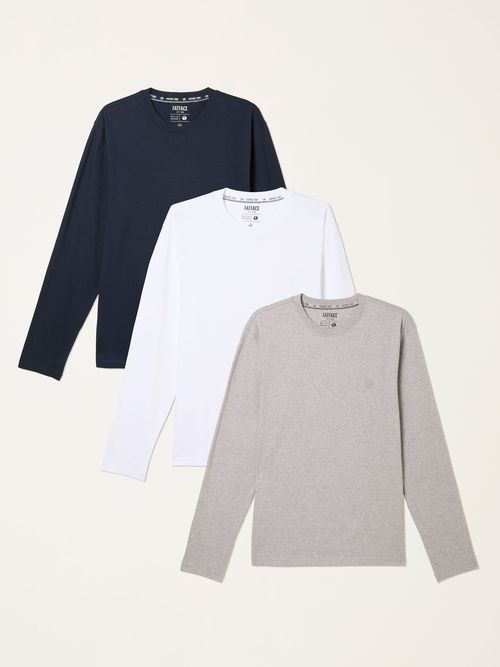 FatFace White Long Sleeve T-Shirts 3 Pack