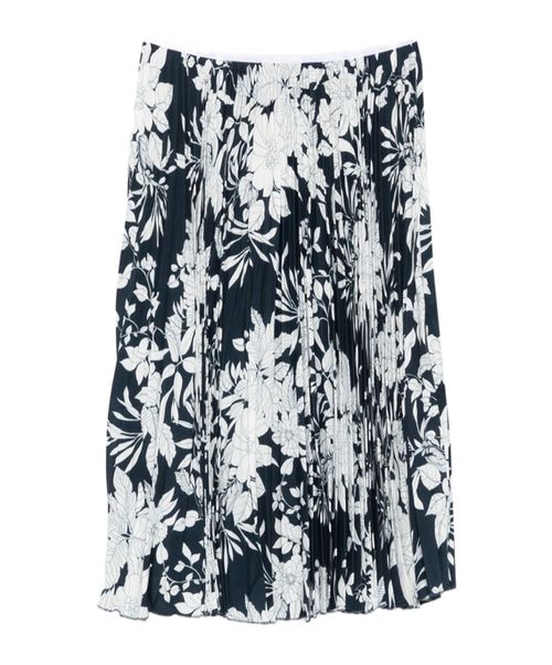 Pleated floral-print midi skirt