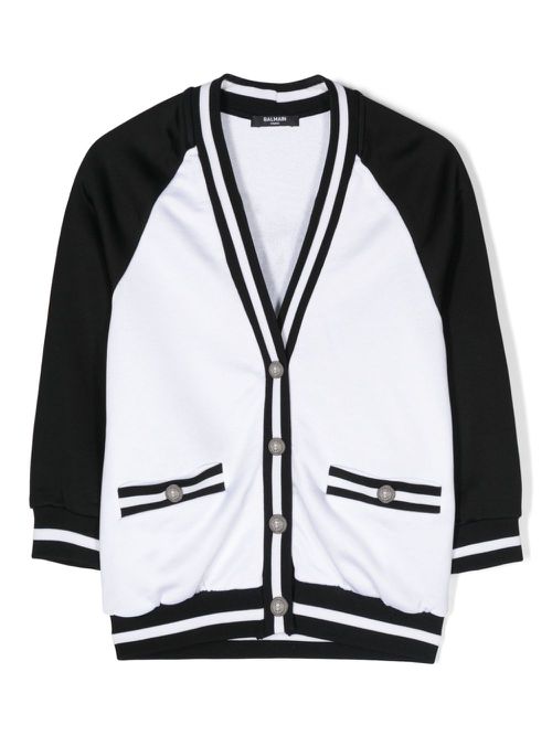 Logo-print striped cardigan - Black
